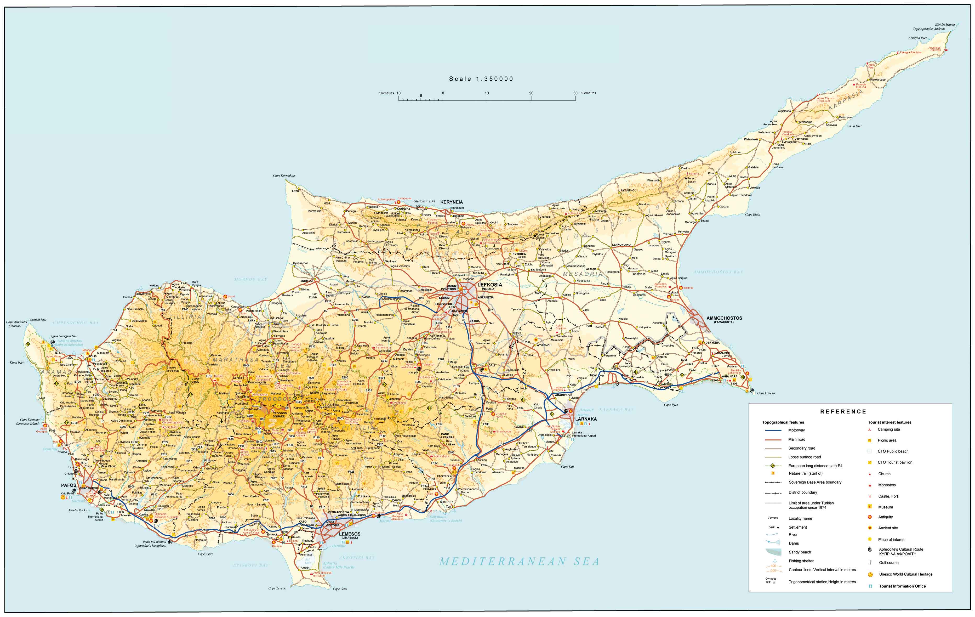 cipar karta europe Road Map of Cyprus | Tourist Map of Cyprus | Maps of Districts in  cipar karta europe
