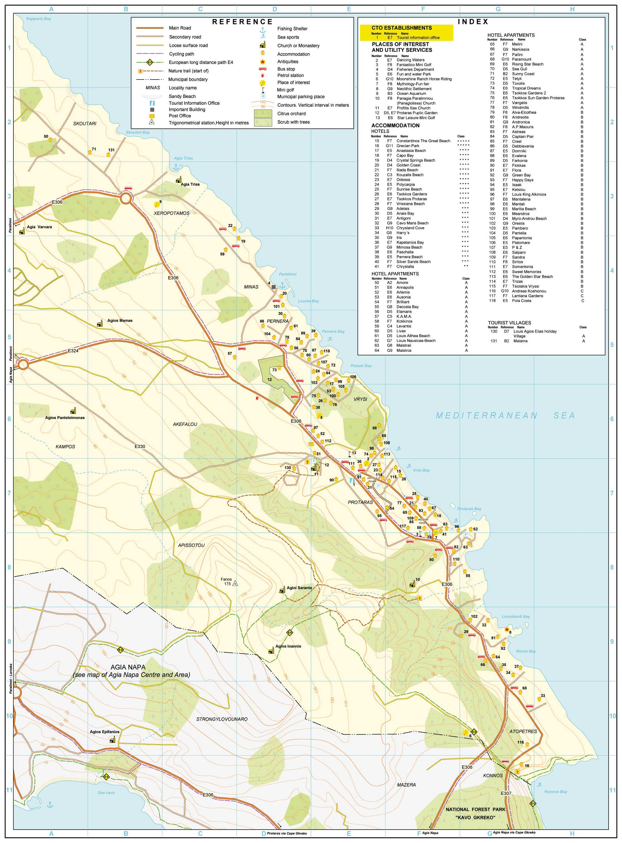 Map Of Hotels In Fig Tree Bay Cyprus Map Of Hotels In Fig Tree Bay Cyprus